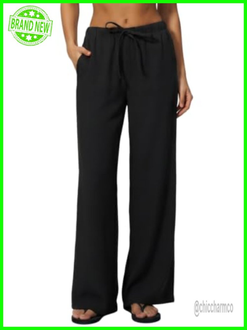 Womens Wide Leg Palazzo Pants Wrinkle Resistant Flowy Drape Trousers